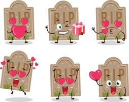 Tombstone cartoon character with love cute emoticon vector