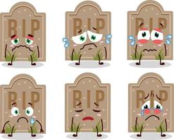 Tombstone in cartoon character with sad expression vector