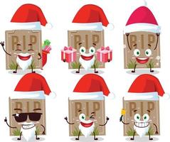 Papa Noel claus emoticones con lápida sepulcral dibujos animados personaje vector