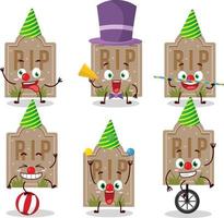 Cartoon character of tombstone with various circus shows vector