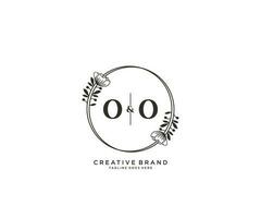 initial OO letters hand drawn feminine and floral botanical logo suitable for spa salon skin hair beauty boutique and cosmetic company. vector