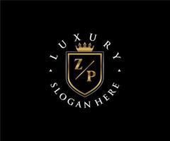 Initial ZP Letter Royal Luxury Logo template in vector art for Restaurant, Royalty, Boutique, Cafe, Hotel, Heraldic, Jewelry, Fashion and other vector illustration.