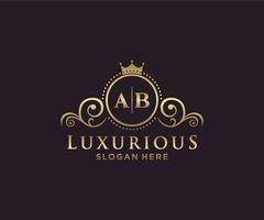 Initial AB Letter Royal Luxury Logo template in vector art for Restaurant, Royalty, Boutique, Cafe, Hotel, Heraldic, Jewelry, Fashion and other vector illustration.