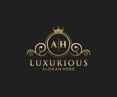 Initial AH Letter Royal Luxury Logo template in vector art for Restaurant, Royalty, Boutique, Cafe, Hotel, Heraldic, Jewelry, Fashion and other vector illustration.