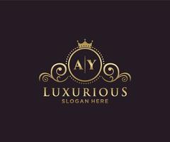 Initial AY Letter Royal Luxury Logo template in vector art for Restaurant, Royalty, Boutique, Cafe, Hotel, Heraldic, Jewelry, Fashion and other vector illustration.