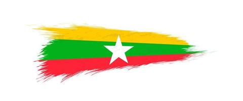 bandera de myanmar en grunge cepillo ataque. vector