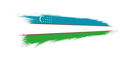 Flag of Uzbekistan in grunge brush stroke. vector