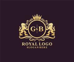 Initial GB Letter Lion Royal Luxury Logo template in vector art for Restaurant, Royalty, Boutique, Cafe, Hotel, Heraldic, Jewelry, Fashion and other vector illustration.