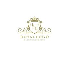 inicial ll letra lujoso marca logo plantilla, para restaurante, realeza, boutique, cafetería, hotel, heráldico, joyas, Moda y otro vector ilustración.