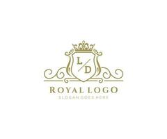 Initial LD Letter Luxurious Brand Logo Template, for Restaurant, Royalty, Boutique, Cafe, Hotel, Heraldic, Jewelry, Fashion and other vector illustration.