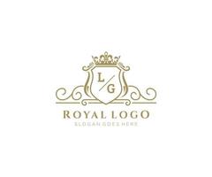 Initial LG Letter Luxurious Brand Logo Template, for Restaurant, Royalty, Boutique, Cafe, Hotel, Heraldic, Jewelry, Fashion and other vector illustration.