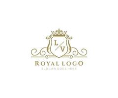 inicial lv letra lujoso marca logo plantilla, para restaurante, realeza, boutique, cafetería, hotel, heráldico, joyas, Moda y otro vector ilustración.