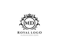 Initial MD Letter Luxurious Brand Logo Template, for Restaurant, Royalty, Boutique, Cafe, Hotel, Heraldic, Jewelry, Fashion and other vector illustration.