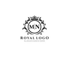 Initial MN Letter Luxurious Brand Logo Template, for Restaurant, Royalty, Boutique, Cafe, Hotel, Heraldic, Jewelry, Fashion and other vector illustration.