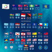 conjunto de íconos de banderas de el países de Oceanía. australia, Polinesia, micronesia y melanesia vector ilustración.