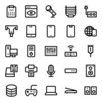 Outline icons for computer hardware. vector