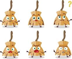 Cartoon character of witch broom with what expression vector