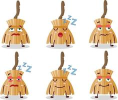 Cartoon character of witch broom with sleepy expression vector