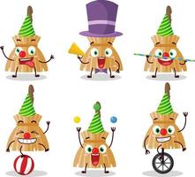 Cartoon character of witch broom with various circus shows vector