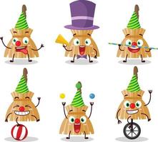 Cartoon character of witch broom with various circus shows vector