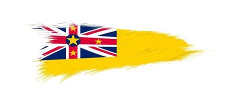 Flag of Niue in grunge brush stroke. vector