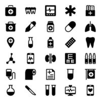 Glyph icons for Medical and health. vector