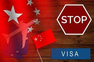 chinese virus, airplane, passport, china flag photo