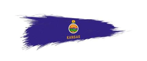 Flag of Kansas US State in grunge brush. vector