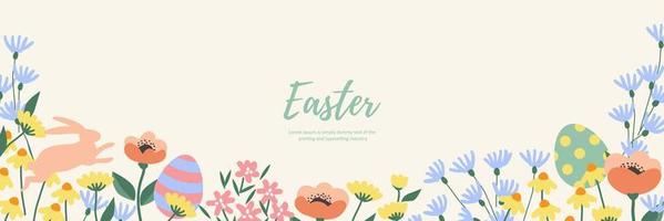 Happy easter decoration background. Easter elements decoration frame for event, invitation, background and banner design. Vector illustration.