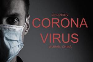 man wearing protective mask. New coronavirus 2019-nCoV from China photo