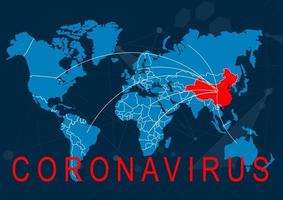 The phrase Corona virus on a banner with blurred Chinese flag on the background. photo