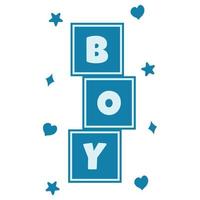 Charming Baby Boy Blocks. Baby Shower Design. Vector illustration