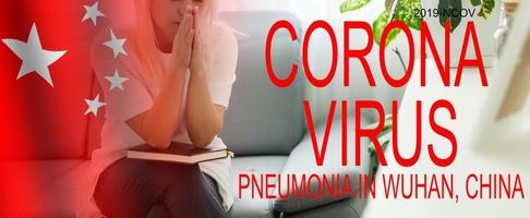 woman prays because of corona virus. Sick Woman photo