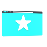 3d Webseite und Star zum Liebling Webseite. Objekt auf ein transparent Hintergrund png