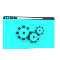 3D website and gear for web optimization. Object on a transparent background png