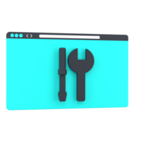 3D website and tools for web maintenance. Object on a transparent background png