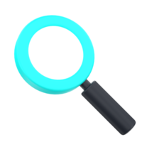 3D magnifying glass for search internet and marketing. Object on a transparent background png