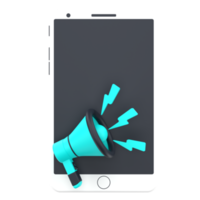 3D smartphone and megaphone for mobile marketing. Object on a transparent background png