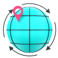 3d globo y ubicación para global apuntando objeto en un transparente antecedentes png