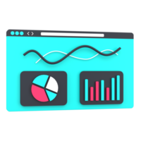 3d Diagram och Graf för webb analyser. objekt på en transparent bakgrund png