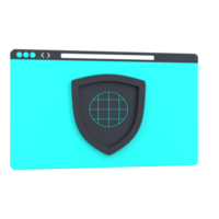 3d sitio web y defender para web proteccion. objeto en un transparente antecedentes png