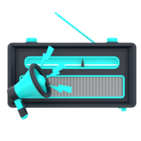 3D radio and megaphone for radio marketing. Object on a transparent background png