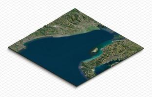 3d model of Chubu, Japan. Isometric map virtual terrain 3d for infographic. Geography and topography planet earth flattened satellite view photo