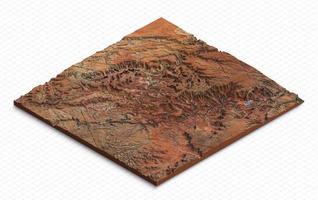 3d model of Canyonlands National Park, Utah USA. Isometric map virtual terrain 3d for infographic. Geography and topography planet earth flattened satellite view photo