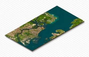 3d model of Singapore. Isometric map virtual terrain 3d for infographic. Geography and topography planet earth flattened satellite view photo
