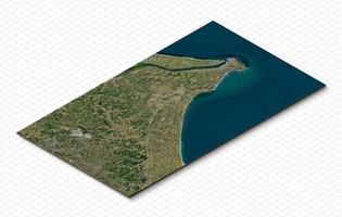 3d model of Narita, Chiba, Japan. Isometric map virtual terrain 3d for infographic. Geography and topography planet earth flattened satellite view photo