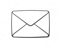 Outline doodle of closed envelope vector