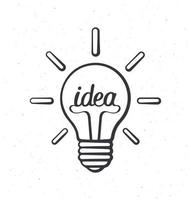 Outline doodle of light bulb with the word idea and shine vector