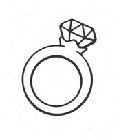 Outline doodle of ring with a diamond vector