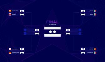 Football bracket for European club tournament on abstract background. vector